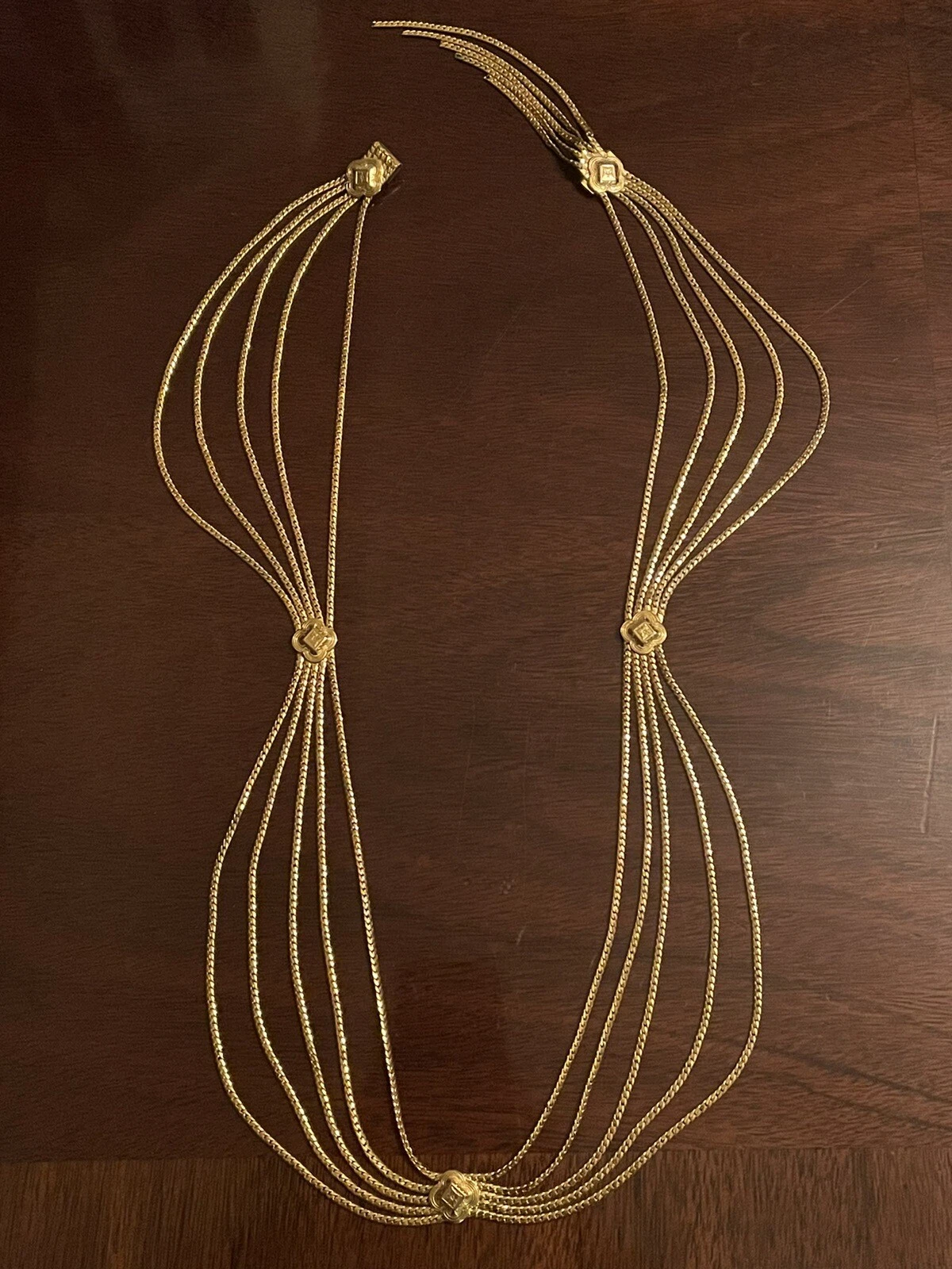 Ceinture/collier vintage Christian Dior ton or médaillons multi chaînes signés