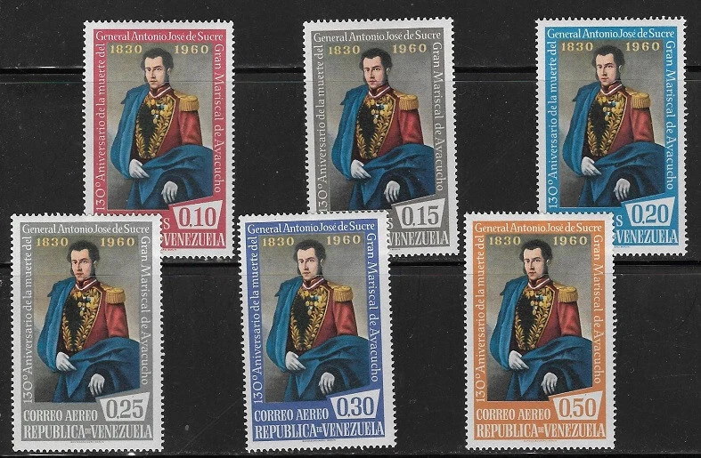 Venezuela: 1960; Scott 779-781 + C750-C752, Mariscal Sucre set, MNH, EBV1200C Foto 2 de 2