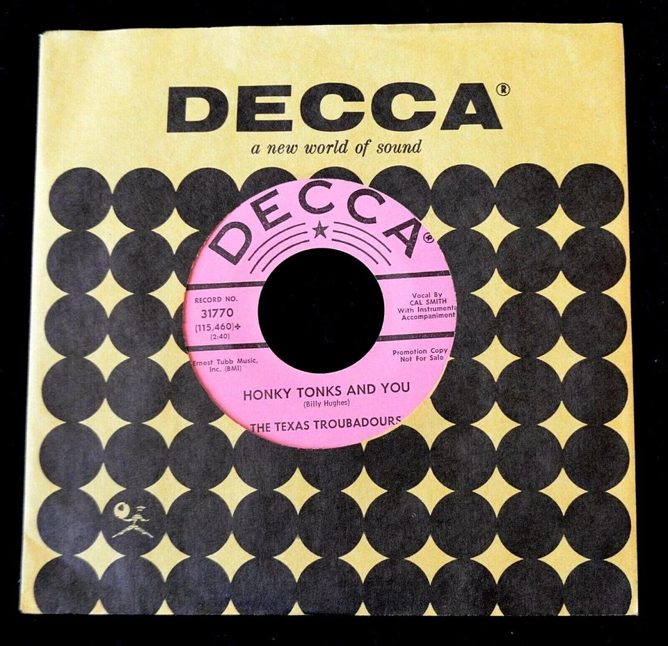 TEXAS TROUBADOURS-CAINS CORNER-1965-DECCA PROMO COPY-UNPLAYED NEW OLD STOCK - Image 2 of 4