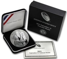 9/11 2011 P September 11 Silver National Medal US Mint Proof Medal Box and COA