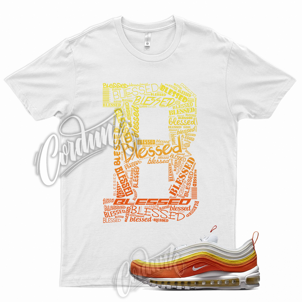 Fresh Orange BLESS Tee for Nike Air Max 97 in Vivid Sulfur Sunset