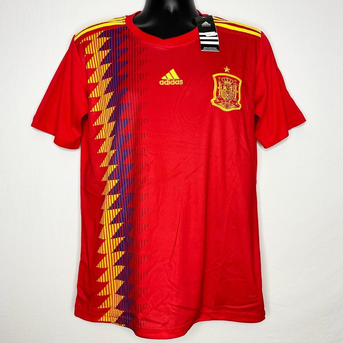 Adidas Spain RFCF Soccer Jersey Climate Shirt Red Yellow (Small)