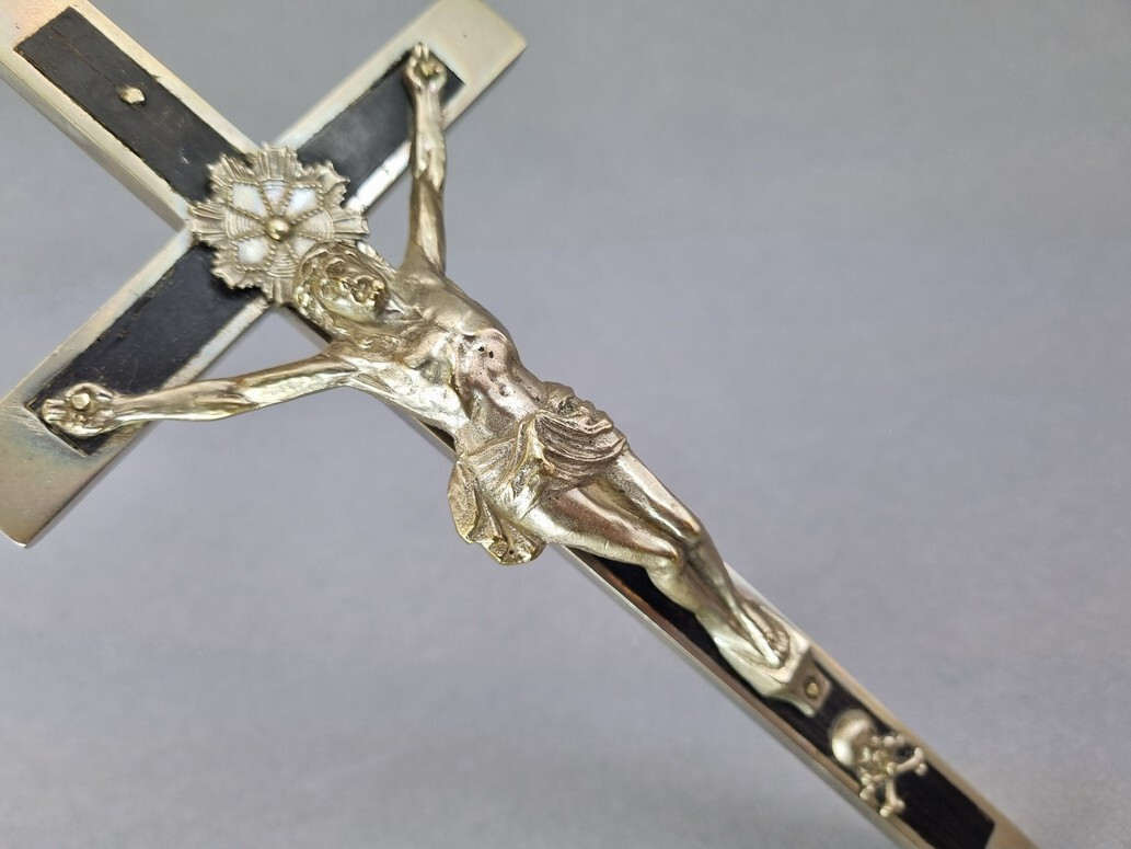 Anhänger Kreuz Kruzifix Kreuzung Jerusalem Jesus Silber Kette Vintage 40 Cm