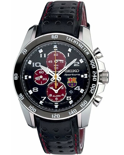 SEIKO Sportura SNAE75P1  FC Barcelona Barca 7T62 Quartz Watch Chrono Football - Picture 1 of 3