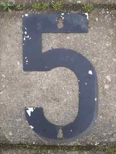 Deutsche Reichsbahn, Schild Zahl "5"Langsamfahrank&uuml;ndigungsscheibe f&uuml;r 50 Km/h