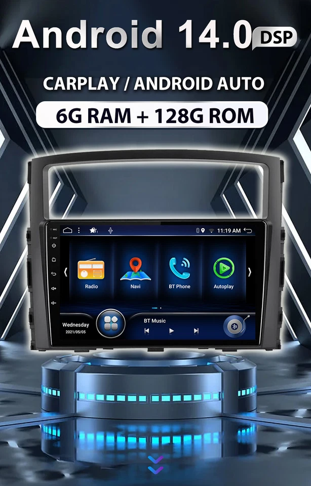 Android 14 estéreo de coche para Mitsubishi Montero Pajero 2006-2017 Car Play GPS 128 GB Foto 3 de 4