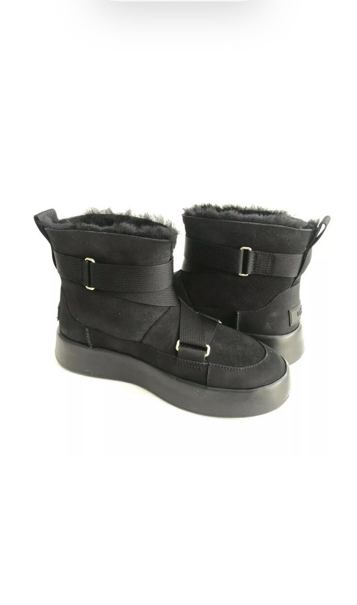 UGG CLASSIC BOOM BUCKLE BLACK SNEAKERS HI-TOP ANKLE SHOES BOOTS