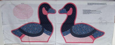 1Cute OOP''Pink/Navy Calico Goose'' Cotton Fabric Stuffable Crafting Sewing Panel 