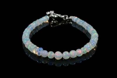 100% Natural Ethiopian Welo Fire Opal 4-7mm Beaded Dainty Gemstone Bracelet
