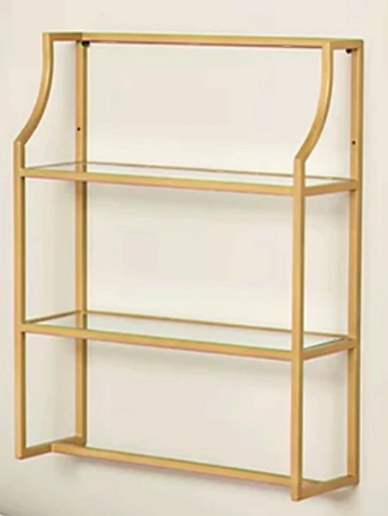 House No.9 by Home Love 2-Tier Wall Shelf - Gold - NEW