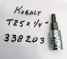 Kobalt T25 x 1/4" Dr Star Bit Socket 338203  Short Shaft Free  USA Shipping