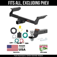 For 20-22 Ford Escape Trailer Hitch 4 Pin Wire 178" Ball Excl PHEV Curt 3.5K 2"