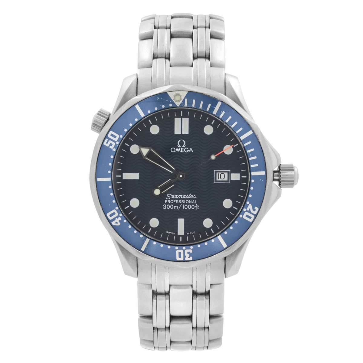 Omega Seamaster 41mm Stainless Steel Blue Wave Dial Quartz Mens