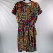 Vintage J. Stevens by Carol Escritor Abstract Print Dress Size 8
