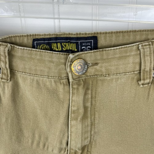 Old Skool Men Khaki Flat Front Casual Outdoor Cargo Short Size 36 - Picture 6 of 13