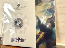 2025 Harry Potter THE PATRONUS CHARM Royal Mint Color 50p P Folder BU