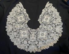 Antique Victorian Edwardian Lady  s Fancy French Lace Dress Collar Extra Deep