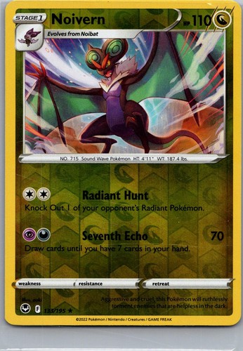 Noivern 133/195 Rare Silver Tempest Pokemon Reverse Holo Near Mint