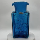 Vtg 60s Blenko Pinwheel Turquoise Blue Glass 2 Spout Pitcher Decanter Joel Myers