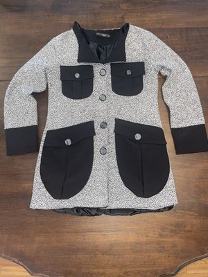 Bebe Plus Black And White Double Lined Coat - Size Medium