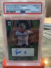 2022-23 Select Serie A Duvan Zapata Signatures Green Auto /2 Atalanta PSA 9