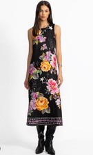 Johnny Was Jade Black Karolina Floral Tea Length Dress L31625-1