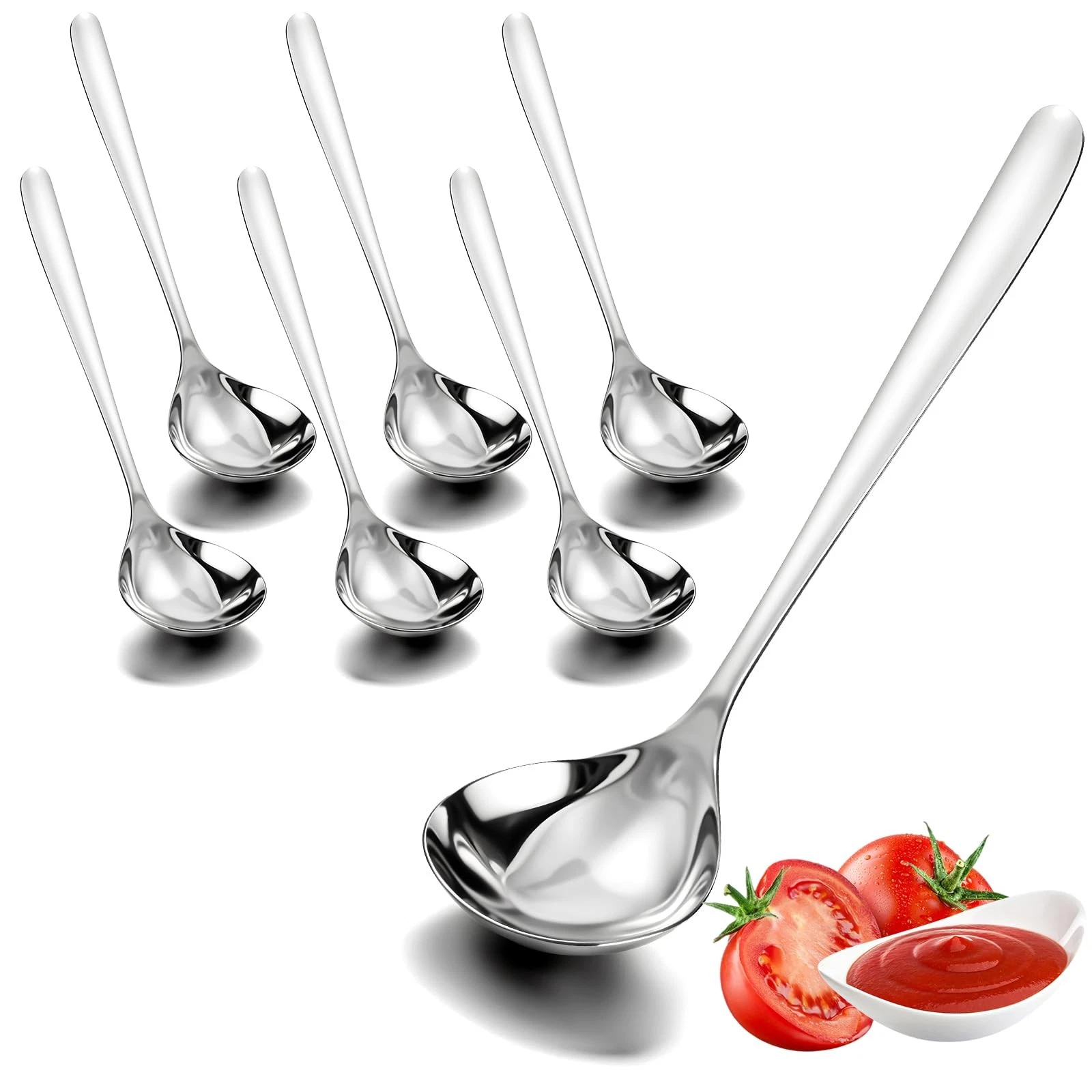 6 Pcs Small Sauce Ladle 8.2 Inch Stainless Steel Small Serving Ladle Gravy So...