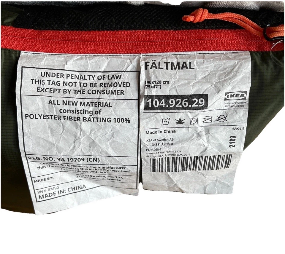 IKEA Faltmal Green Wearable Quilted Blanket Pillow Long Sleeve 72 X 47 Camp EUC - Image 3 of 4