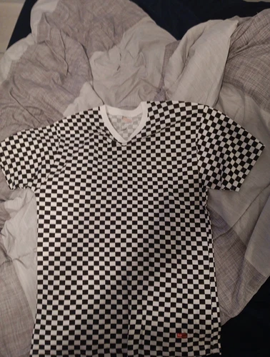 T shirt équipage à carreaux noir/blanc SUPREME x HANES Colab taille M