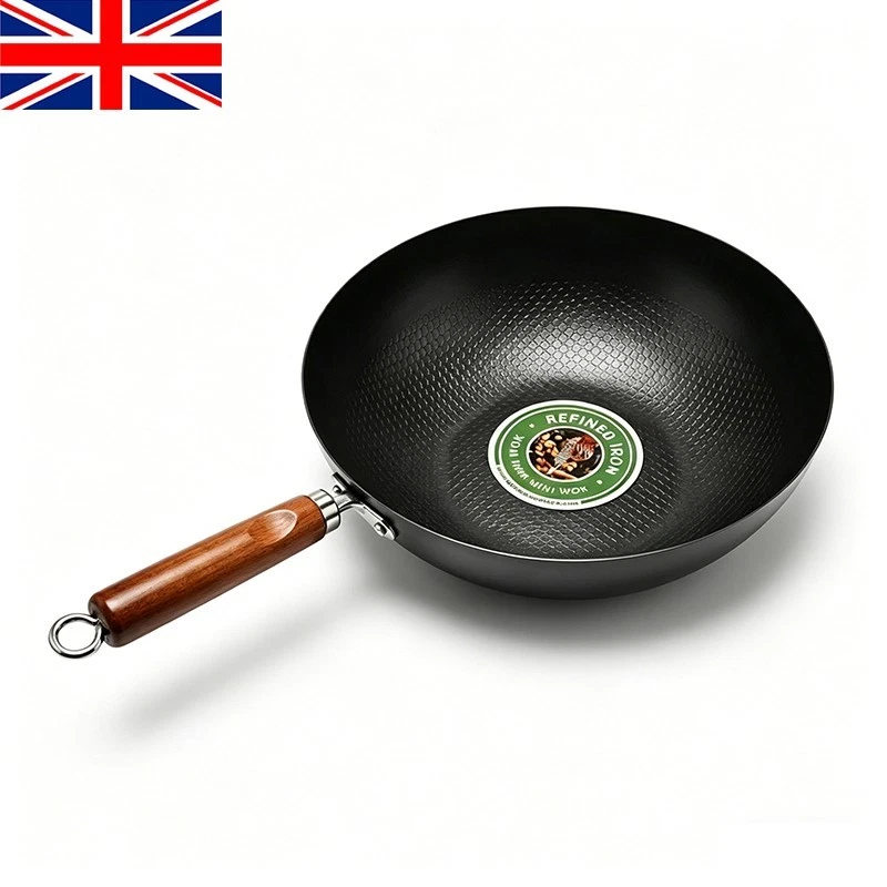 Refined Iron Wok 32cm with Wood handle Non Stick Chinese Wok for Induction
Opens in a new window or 