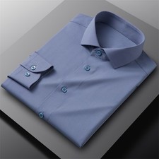 Mens Dress Modal Shirts Formal Business Long Sleeves Buttons Casual Shirts Tops