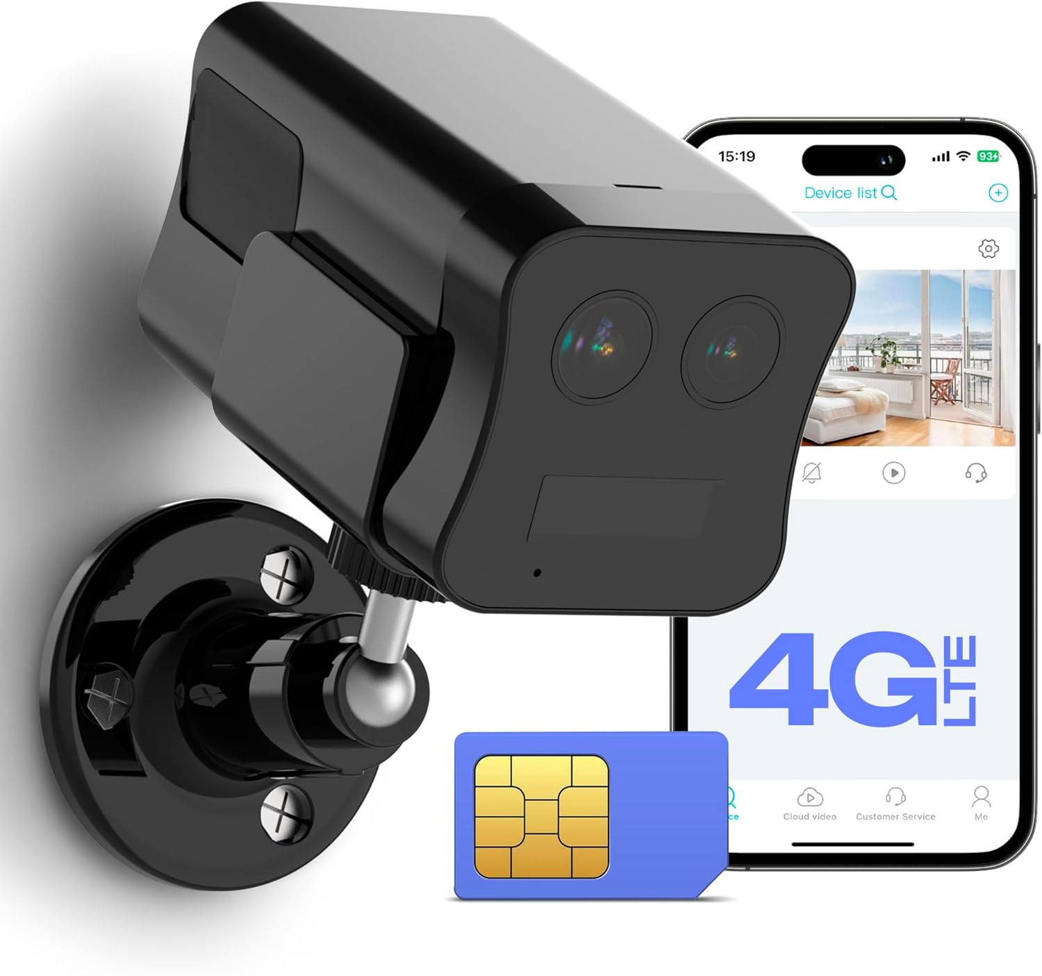 Videocamera Sorveglianza 4G LTE 2K | Doppia Lente Senza Wi-Fi SIM