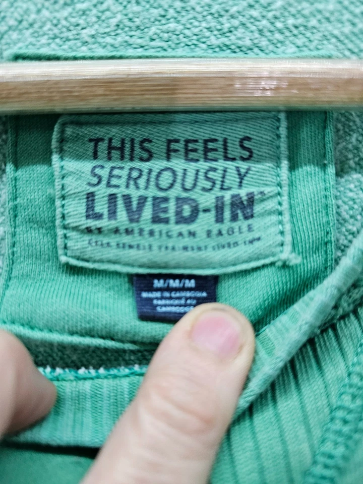 Толстовка с круглым вырезом American Eagle Serously Lived-In зеленая размер M - Изображение 2 из 3
