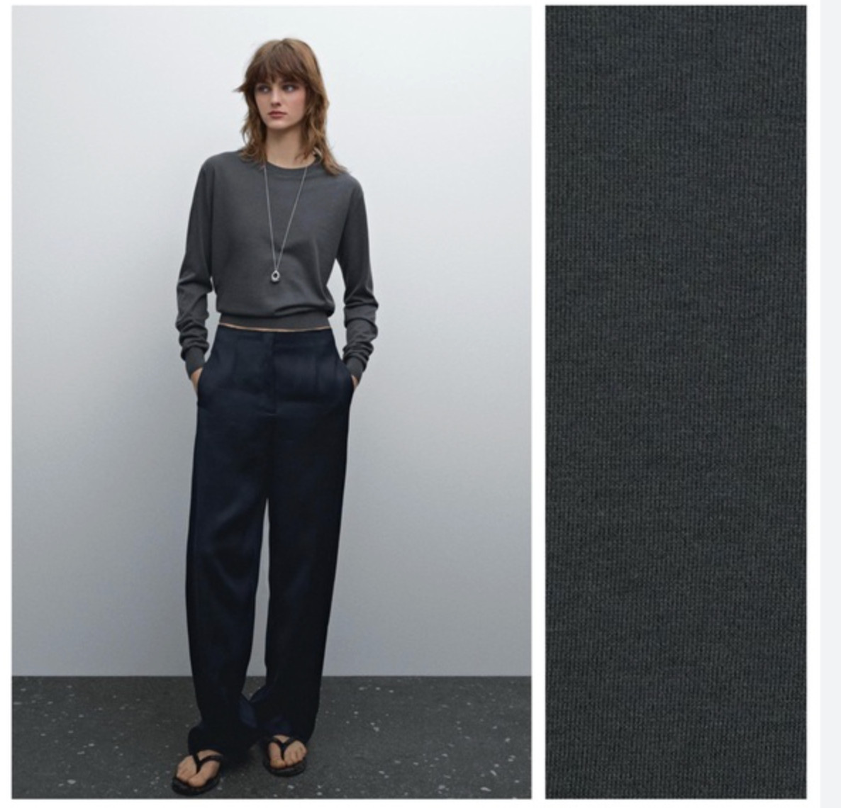 Massimo Dutti Womens Sweater Small S Gray Pullover Cotton silk  5735/684 NWT image 3