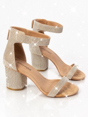 Jeffrey Campbell Silver Rhinestone Ankle Strap Strappy Open Toe Heels Women's 10