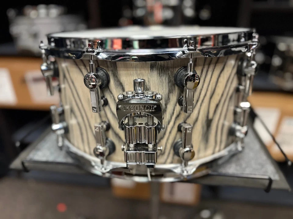 Sonor Used SQ2 7.5 x 14 Snare Drum Medium Maple Snow Tiger - Image 2 of 4