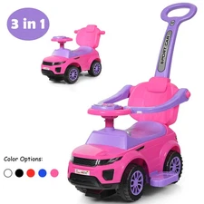 Topbuy 3 in 1 Kids Ride On Push Car Stroller Sliding Walking Car Pink