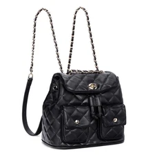 Mini Leather Backpack Purse for Women Convertible Crossbody Quilted Shoulder Bag