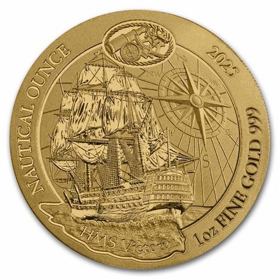 2025 Rwanda 1 oz Gold Nautical Ounce 260 Years of HMS Victory BU
