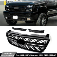 Gloss Black Grille Assembly For 2003-2007 Silverado 1500 2500 3500 Hc3z-8200-bb