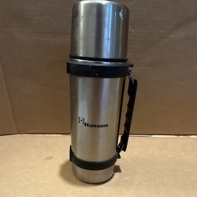 Hanson Stainless Steel Vacuum Flask 1L Silver/Black Insulated Handle Twist Lid