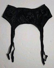 Victoria's Secret Second Skin Satin Garter Belt Large M/L Black Vintage