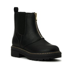 Wonder Nation Girl's Lug Sole Chelsea Boots, Black, Size 6