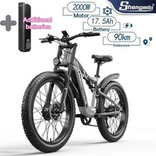  2 Batteries 26" Electric Bike Dual Motor 48V 17.5Ah Fat Tire E-Bike Off-Road