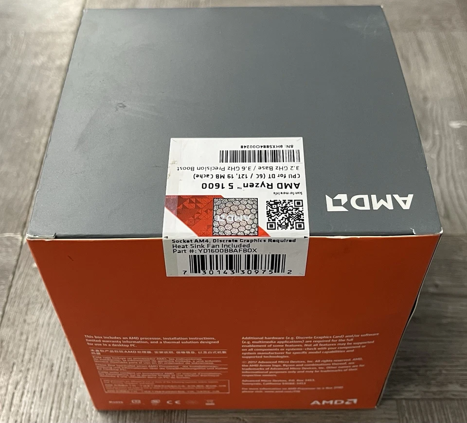 AMD Ryzen 5 1600 65W AM4 - 3.60GHz Hexa-Core (YD1600BBAFBOX) Processor CPU (NEW) - Image 4 of 4