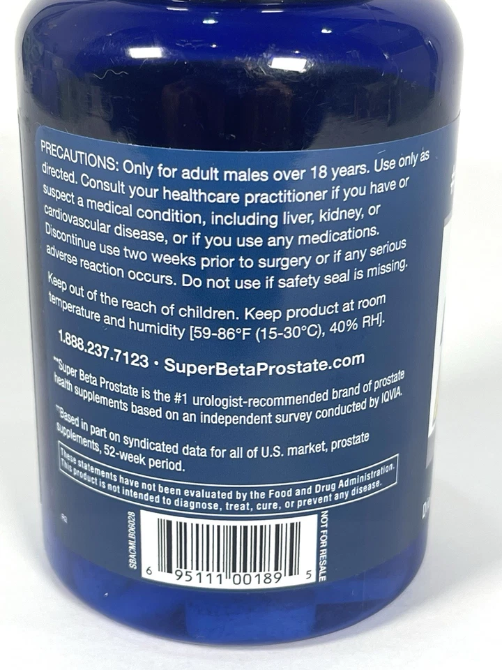 Super Beta 前列腺补充剂高级男士 60 粒。 全新未拆封 — 第 3/4 张图片