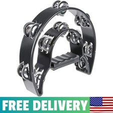Half Moon Musical Tambourine Double Row Metal Jingles Hand Held Percussion Drum