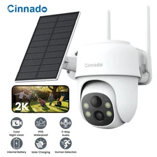 Wireless Solar Security Camera Outdoor Wifi 360°PTZ Human Detection 2-Way Audio
