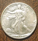 1942 P Walking Liberty Half Dollar 90% Silver 50 Cents AU - About Uncirculated