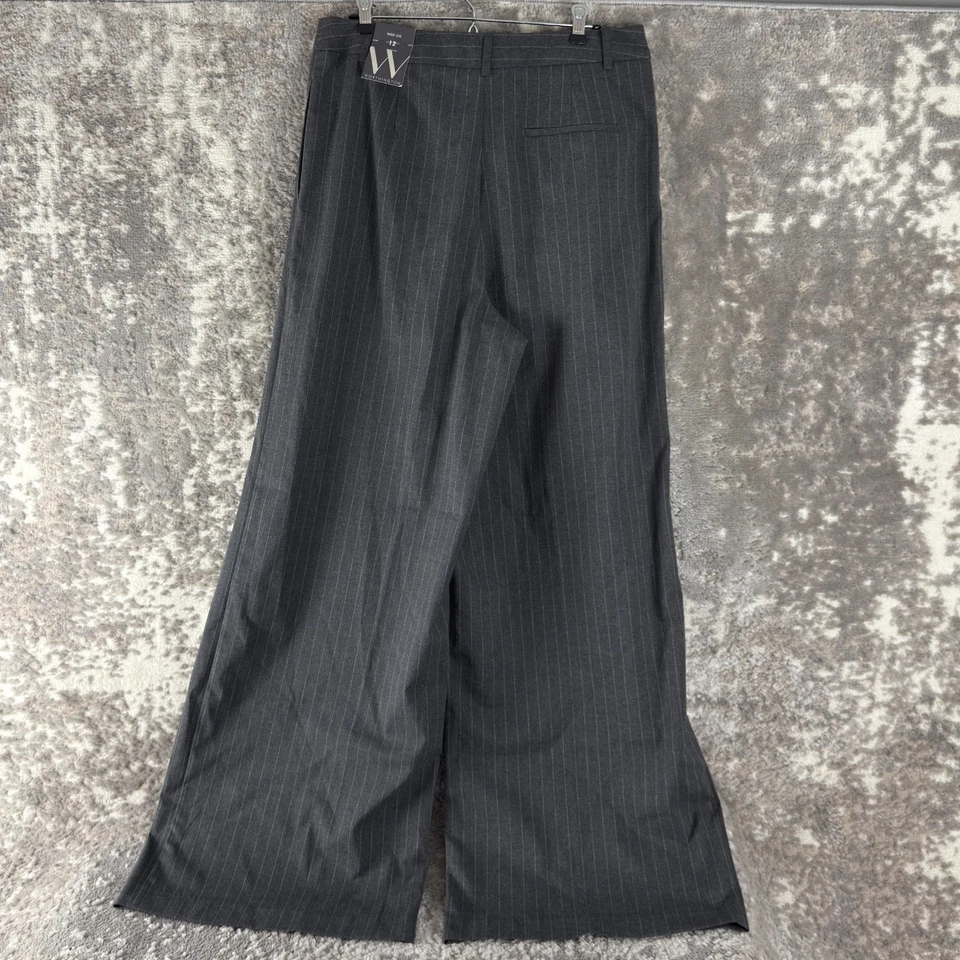 NUEVO Pantalones Worthington Talla 12 Pin Rayas Pierna Ancha Gris Botón Cremallera Informales Nuevos con Etiquetas Foto 3 de 4